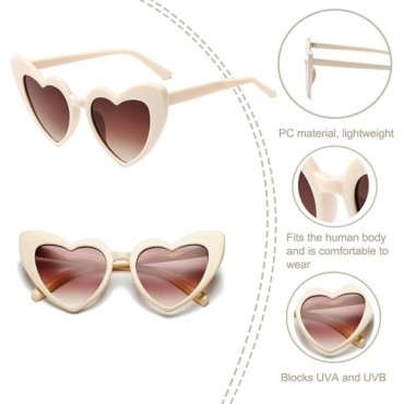 Krem Renk Kalp Şekilli Parti Gözlüğü