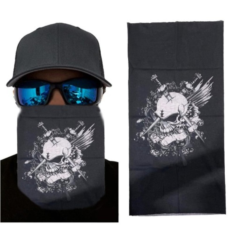 Siyah Beyaz Kafatası Baskılı Buff Bandana 25x48 cm